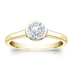 Gold 1/2ct TDW Round Bezel Solitaire Ring - Handcrafted By Name My Rings™