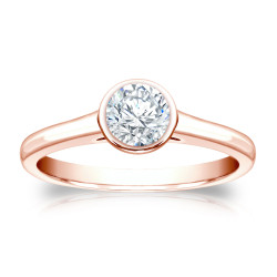 Gold 1/2ct TDW Round Bezel Solitaire Ring - Handcrafted By Name My Rings™