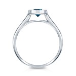 Gold 1/2ct TDW Round Blue Diamond Solitaire Bezel Ring - Handcrafted By Name My Rings™