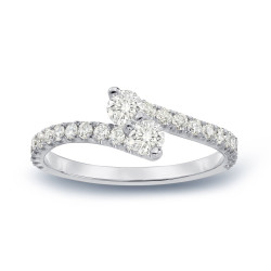 Gold 1/2ct TDW Round Cut Diamond 3-Prong 2-Stone Engagement Ring - Handcrafted By Name My Rings™