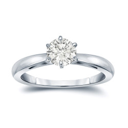 Gold 1/2ct TDW Round-Cut Diamond 6-Prong Solitaire Engagement Ring - Handcrafted By Name My Rings™