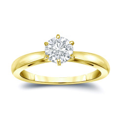 Gold 1/2ct TDW Round-Cut Diamond 6-Prong Solitaire Engagement Ring - Handcrafted By Name My Rings™