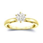 Gold 1/2ct TDW Round-Cut Diamond 6-Prong Solitaire Engagement Ring - Handcrafted By Name My Rings™