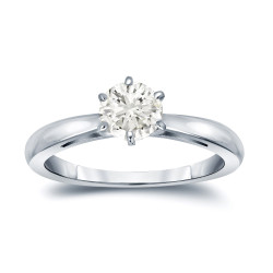 Gold 1/2ct TDW Round-Cut Diamond 6-Prong Solitaire Engagement Ring - Handcrafted By Name My Rings™