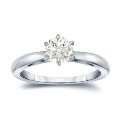 Gold 1/2ct TDW Round-Cut Diamond 6-Prong Solitaire Engagement Ring - Handcrafted By Name My Rings™