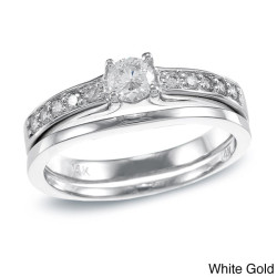 Gold 1/2ct TDW Round Diamond Bridal Ring Set - Handcrafted By Name My Rings™