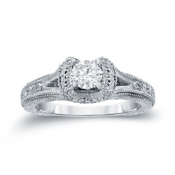 Gold 1/2ct TDW Round Diamond Engagement Ring - Handcrafted By Name My Rings™