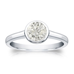 Gold 1/2ct TDW Round Diamond Solitaire Bezel Engagement Ring - Handcrafted By Name My Rings™