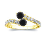 Gold 1/2ct TDW Round-cut Black Diamond 4-prong, 2-stone Engagement Ring - Handcrafted By Name My Rings™