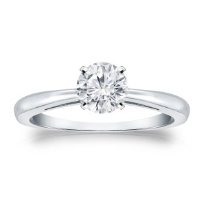 Gold 1/2ct TDW Round-cut Diamond Solitaire Engagement Ring - Handcrafted By Name My Rings™