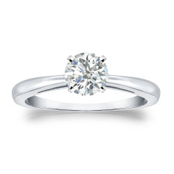 Gold 1/2ct TDW Round-cut Diamond Solitaire Engagement Ring - Handcrafted By Name My Rings™