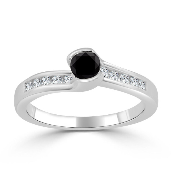 Gold 1/2ct TDW Tension Black Diamond Engagement Ring - Handcrafted By Name My Rings™ Gold 1/2ct TDW Tension Black Diamond Engagement Ring - Handcrafted By Name My Rings™