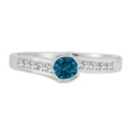 Gold 1/2ct TDW Tension Blue Diamond Engagement Ring - Handcrafted By Name My Rings™