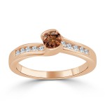 Gold 1/2ct TDW Tension Brown Diamond Engagement Ring - Handcrafted By Name My Rings™