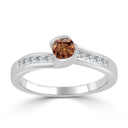 Gold 1/2ct TDW Tension Brown Diamond Engagement Ring - Handcrafted By Name My Rings™