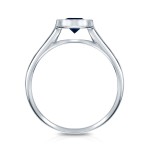 Gold 1/2ct TW Round Blue Sapphire Gemstone Bezel Solitaire Ring - Handcrafted By Name My Rings™