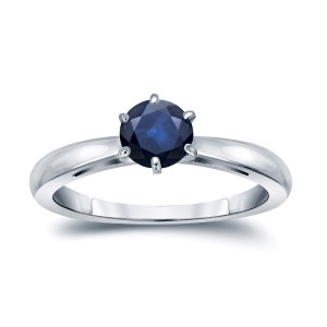 Gold 1/3ct 6-Prong Round Cut Blue Sapphire Solitaire Engagement Ring - Handcrafted By Name My Rings™