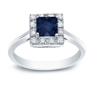 Gold 1/3ct Blue Sapphire and 1/5ct TDW Diamonds Ring - Handcrafted By Name My Rings™