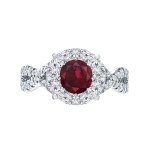 Gold 1/3ct Ruby and 3/4ct TDW Cluster Diamond Engagement Ring - Handcrafted By Name My Rings™