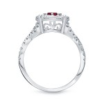 Gold 1/3ct Ruby and 3/4ct TDW Cluster Diamond Engagement Ring - Handcrafted By Name My Rings™