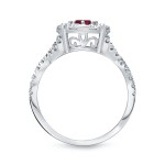 Gold 1/3ct Ruby and 7/8ct TDW Cluster Diamond Braided Bridal Ring Set - Handcrafted By Name My Rings™