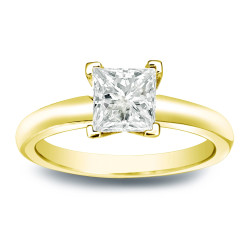 Gold 1/3ct TDW Princess-cut Diamond V-end Solitaire Engagement Ring - Handcrafted By Name My Rings™