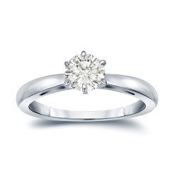 Gold 1/3ct TDW Round-Cut Diamond 6-Prong Solitaire Engagement Ring - Handcrafted By Name My Rings™