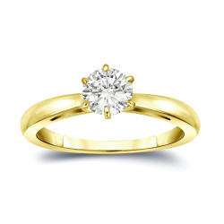 Gold 1/3ct TDW Round-Cut Diamond 6-Prong Solitaire Engagement Ring - Handcrafted By Name My Rings™