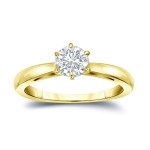 Gold 1/3ct TDW Round-Cut Diamond 6-Prong Solitaire Engagement Ring - Handcrafted By Name My Rings™