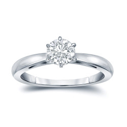 Gold 1/3ct TDW Round-Cut Diamond 6-Prong Solitaire Engagement Ring - Handcrafted By Name My Rings™