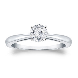 Gold 1/3ct TDW Round-cut Diamond Solitaire Engagement Ring - Handcrafted By Name My Rings™