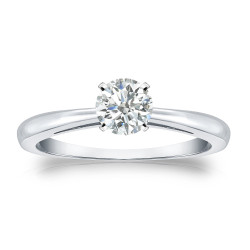 Gold 1/3ct TDW Round-cut Diamond Solitaire Engagement Ring - Handcrafted By Name My Rings™
