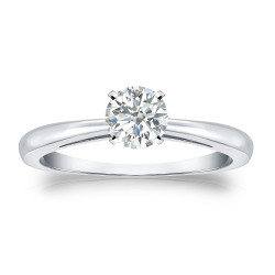 Gold 1/3ct TDW Round-cut Diamond Solitaire Engagement Ring - Handcrafted By Name My Rings™