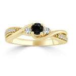 Gold 1/3ct TDW Twisted Black Diamond Engagement Ring - Handcrafted By Name My Rings™