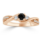 Gold 1/3ct TDW Twisted Black Diamond Engagement Ring - Handcrafted By Name My Rings™
