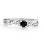 Gold 1/3ct TDW Twisted Black Diamond Engagement Ring - Handcrafted By Name My Rings™