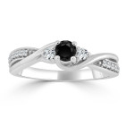Gold 1/3ct TDW Twisted Black Diamond Engagement Ring - Handcrafted By Name My Rings™