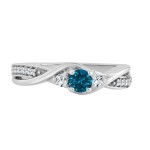 Gold 1/3ct TDW Twisted Blue Diamond Engagement Ring - Handcrafted By Name My Rings™