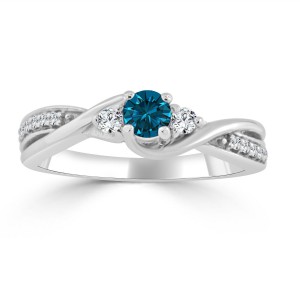 Gold 1/3ct TDW Twisted Blue Diamond Engagement Ring - Handcrafted By Name My Rings™
