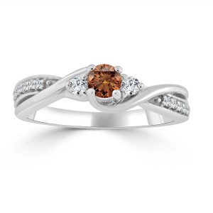 Gold 1/3ct TDW Twisted Brown Diamond Engagement Ring - Handcrafted By Name My Rings™