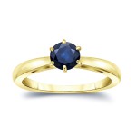 Gold 1/4ct 6-Prong Round Cut Blue Sapphire Solitaire Engagement Ring - Handcrafted By Name My Rings™