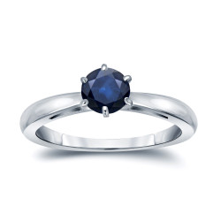 Gold 1/4ct 6-Prong Round Cut Blue Sapphire Solitaire Engagement Ring - Handcrafted By Name My Rings™