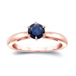 Gold 1/4ct 6-Prong Round Cut Blue Sapphire Solitaire Engagement Ring - Handcrafted By Name My Rings™