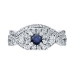 Gold 1/4ct Blue Sapphire and 1/2ct TDW Diamond Braided Bridal Ring Set - Handcrafted By Name My Rings™