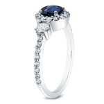 Gold 1/4ct Blue Sapphire and 1/2ct TDW Round Diamond Engagement Ring - Handcrafted By Name My Rings™