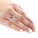 Gold 1/4ct Blue Sapphire and 1/4ct TDW Diamond 3Prong 2-Stone Ring - Handcrafted By Name My Rings™