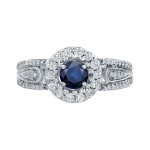 Gold 1/4ct Blue Sapphire and 1/4ct TDW Diamond Cluster Engagement Ring - Handcrafted By Name My Rings™