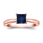 Gold 1/4ct Princess Cut Blue Sapphire Solitaire Ring - Handcrafted By Name My Rings™
