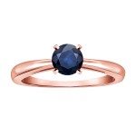 Gold 1/4ct Round Blue Sapphire Gemstone Solitaire Engagement Ring - Handcrafted By Name My Rings™