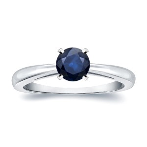Gold 1/4ct Round Blue Sapphire Gemstone Solitaire Engagement Ring - Handcrafted By Name My Rings™
